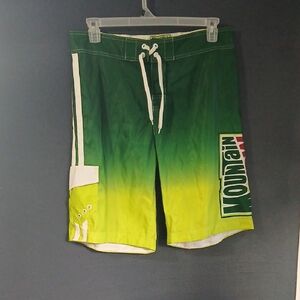 Green white red Mountain Dew Swim Shorts for Men Size 36